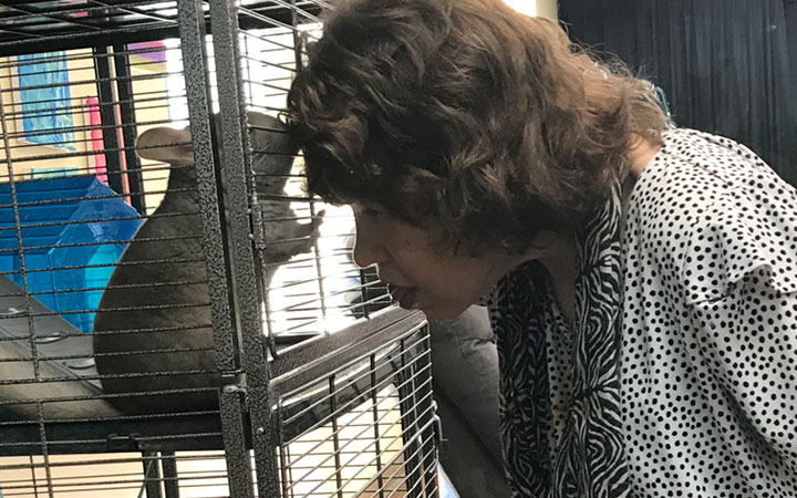 Verland resident with a hamster