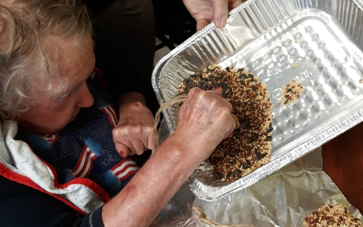 Verland resident working on a craft
