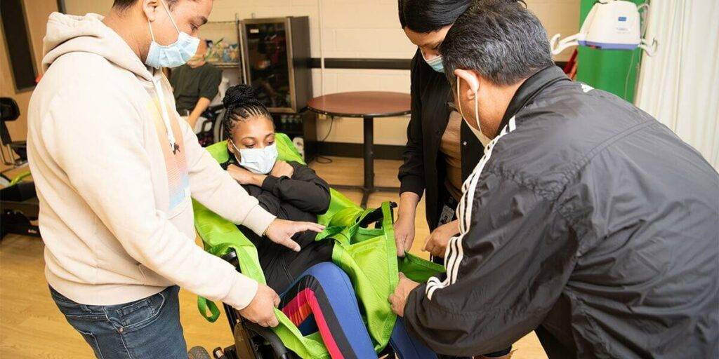 family members assisting with caretaking